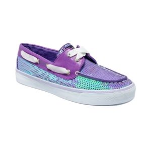 Purple & blue sequin sperry